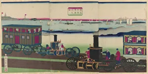 Engineers Prints: Picture of Steam Locomotives Traveling (Jokisha rikudo tsuko no zu), 1870