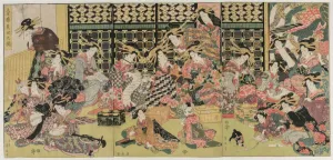 Kikugawa Eizan Japanese Prints: A Picture of the Viewing in the Pleasure Quarters