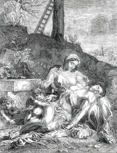 Pictures from the late King of Holland's Collection - Dead Christ, painted by Caracci, 1850. Creator: Unknown