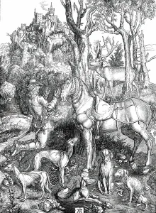 Pictures from the late King of Holland's Collection - Saint Hubert, painted by Albert Durer, 1850. Creator: Unknown