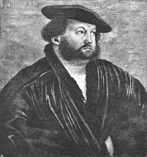 Pictures from the Tudor Exhibition; Hans Holbein, painted by himself, c.1535. 1890 The Graphic Gallery: Pictures from the Tudor Exhibition; Hans Holbein, painted by himself, c.1535. 1890. Creator: Unknown