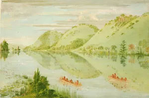 Kayak Prints: Picturesque Bluffs above Prairie du Chien, 1835-1836. Creator: George Catlin