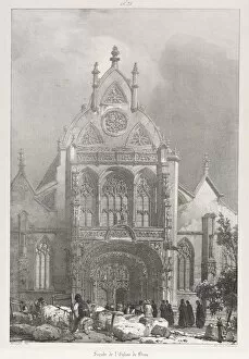 Lithograph On Chine Collé Gallery: Picturesque and Romantic Trips in Old France, Franche-Compte: Front of the Church at Brou