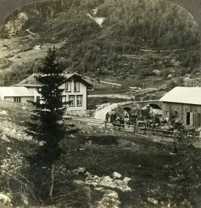 Chalet Prints: On the picturesque Telemarken road - changing horses at Grundesbro skyds station