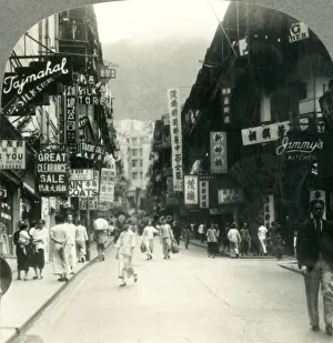 Hong Kong Prints: A Picturesque Thoroughfare in Hong Kong, China, c1930s. Creator: Unknown