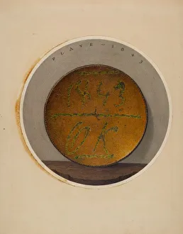 Saucer Prints: Pie Plate, c. 1938. Creator: John Matulis