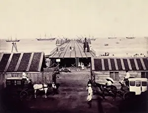 Construction Site Prints: The Pier under construction, Madras, India, c1861. Creator: Unknown