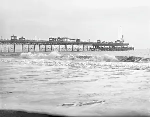 Tide Prints: Pier with whale skeleton, Boscombe Pier, Boscombe Spa, Bournemouth, Dorset, c1900