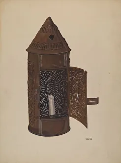 Pierced Iron Lantern, c. 1936. Creator: Florian Rokita