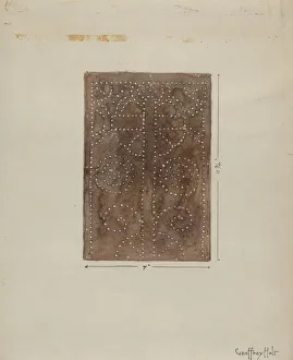 Holt Geoffrey Prints: Pierced Metal Screen Inside Confessional, c. 1936. Creator: Geoffrey Holt
