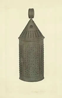 Pierced Prints: Pierced Tin Lantern, 1935/1942. Creator: Francis Bruner