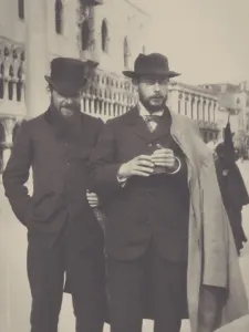 Pierre Bonnard (holding his Kodak box camera) with Ker-Xavier Roussel in Venice, 1899