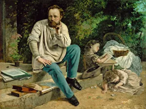 Gustave 1819 1877 Prints: Pierre-Joseph Proudhon and his children, 1865