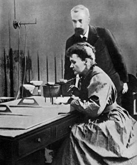 Marie Curie Gallery: Pierre and Marie Curie in their laboratory, 1898 (1951)