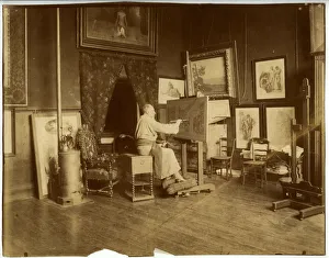 Pierre Puvis de Chavannes (1824-1898) in his workshop, c. 1890