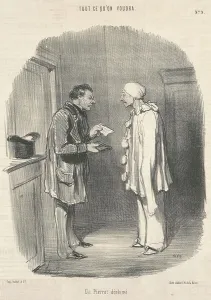 Pierrot Prints: Un pierrot déplumé, 19th century. Creator: Honore Daumier