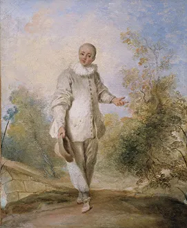 Pierrot Prints: Pierrot standing, in a landscape. Creator: Ecole Francaise