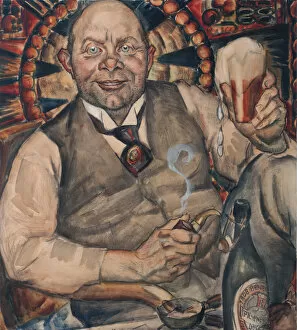 Beer Gallery: Piet Boendermaker with beer glass, 1917