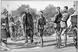 Afrikaner Collection: Piet Cronje, Boer leader and soldier, surrendering to Lord Roberts, Paardeberg, 1900