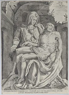 M Angelo Prints: Pietà, set against an arched ruin, 1556-72. Creator: Master of the Name of Jesus Christ