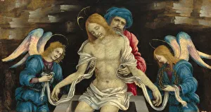 Nicodemus Prints: Pieta(The Dead Christ Mourned by Nicodemus and Two Angels), c. 1500