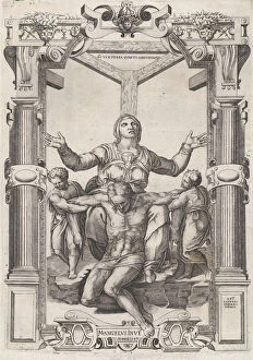 Beatrizet Nicolas Gallery: Pietàwith Angels in Front of the Cross, 1547. 1547. Creator: Nicolas Beatrizet