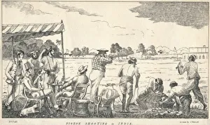 Pigeon Shooting in India, 19th century. Creator: J Bennett Pigeon Shooting in India, 19th century. Creator: J Bennett