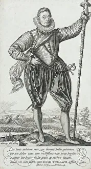 Henry Goltzius Prints: Pike Bearer, Facing Right, 1583. Creator: Hendrik Goltzius