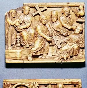 Byzantine Gallery: Pilate Condemns Christ and St Peter Denies Him, Ivory Panel, Byzantine Casket, early 5th century