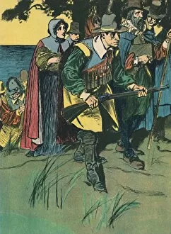 Childrens Book Collection: The Pilgrim Fathers Entering The New World, c1907