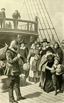 Migrating Prints: The Pilgrim Fathers Leaving England, (1902). Creator: C. Howard