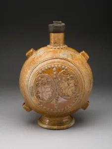 Stoneware Prints: Pilgrim Flask, Raeren, 1587. Creator: Workshop of Jan Emens Mennicken
