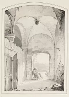 Hermit Collection: Pilgrim at the Gate (Einsiedler an der Pforte), 1827. Creator: Karl Blechen