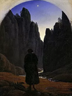 Carus Gallery: Pilgrim in a Rocky Valley, ca 1820. Artist: Carus, Carl Gustav (1789-1869)