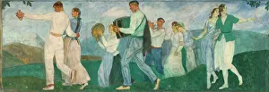 Genrerealismpainting Prints: At the Pilgrimage Festival I, c1917-1918. Creator: Arteta, Aurelio (1879-1940)
