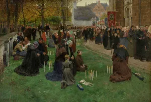 Pilgrims Prints: Pilgrims Moving Around the Church, 1903-1905. Creator: Frans van Leemputten