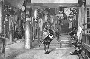 Pilgrims Prints: Pilgrims Praying in a Temple, Japan, 1891. Creator: Charles Edwin Fripp
