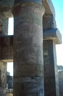 Champollion Gallery: Pillar at the Temple of Karnak, Luxor, Egypt