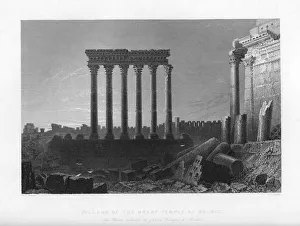 Pillars of the Great Temple at Balbec, 1841. Artist: J Sands