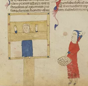 Medieval Art Gallery: The pillory. From the Coutumes de Toulouse, 1295-1297. Creator: Anonymous