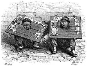 Punishment Prints: The pillory in Japan before the revolution, 1895. Artist: Hildibrand