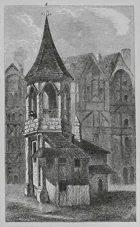 Pillory at Les Halles, Paris, France, 1670, (1878). Creators: Jules Jean Marie Joseph Huyot, Anon