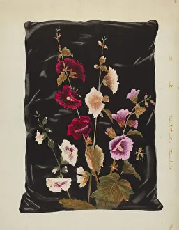 Stitching Prints: Pillow, c. 1937. Creator: Florence Huston