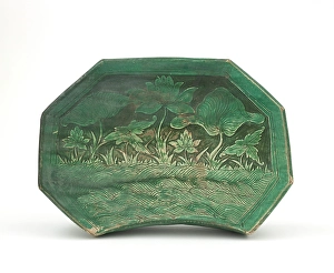 Lotus Prints: Pillow with lotus design, about 1200. Creator: Unknown