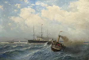 Maritime Art Gallery: Pilot boarding. Artist: Bogolyubov, Alexei Petrovich (1824-1896)