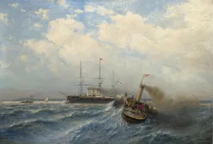 Maritime Art Gallery: Pilot boarding. Artist: Bogolyubov, Alexei Petrovich (1824-1896)