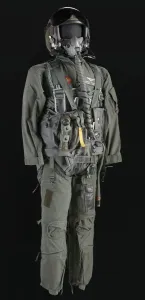 Pilot flight suit and gear owned by Charles F. Bolden, ca. 2000. Creator: Unknown Pilot flight suit and gear owned by Charles F. Bolden, ca. 2000. Creator: Unknown