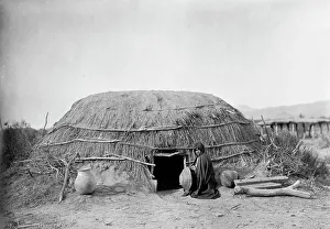 Arizona Prints: Pima ki (primitive home), Pima, Arizona], 1907, c1907. Creator: Edward Sheriff Curtis