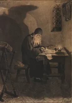 Pimen. Illustration to the Drama Boris Godunov by A. Pushkin. Artist: Vasnetsov, Viktor Mikhaylovich (1848-1926)