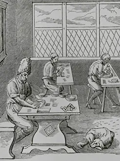 Equipment Prints: Pin and Needle maker, 16th century, (1878). Creator: Unknown